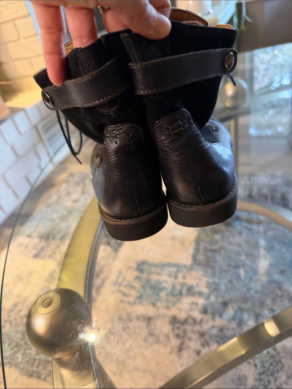 Montana Artisan Black Leather Side Zip Combat Boots 7M